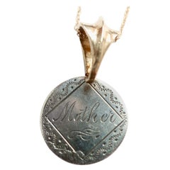 Love Token Engraved "Mother" Dime and 14 Karat Gold Bail