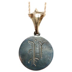 Love Token Engraved "P" Dime and 14 Karat Gold Bail