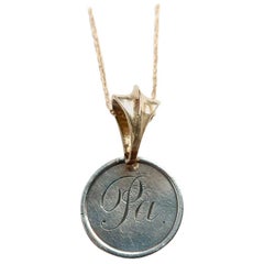 Love Token Engraved "PA" Dime and 14 Karat Gold Bail