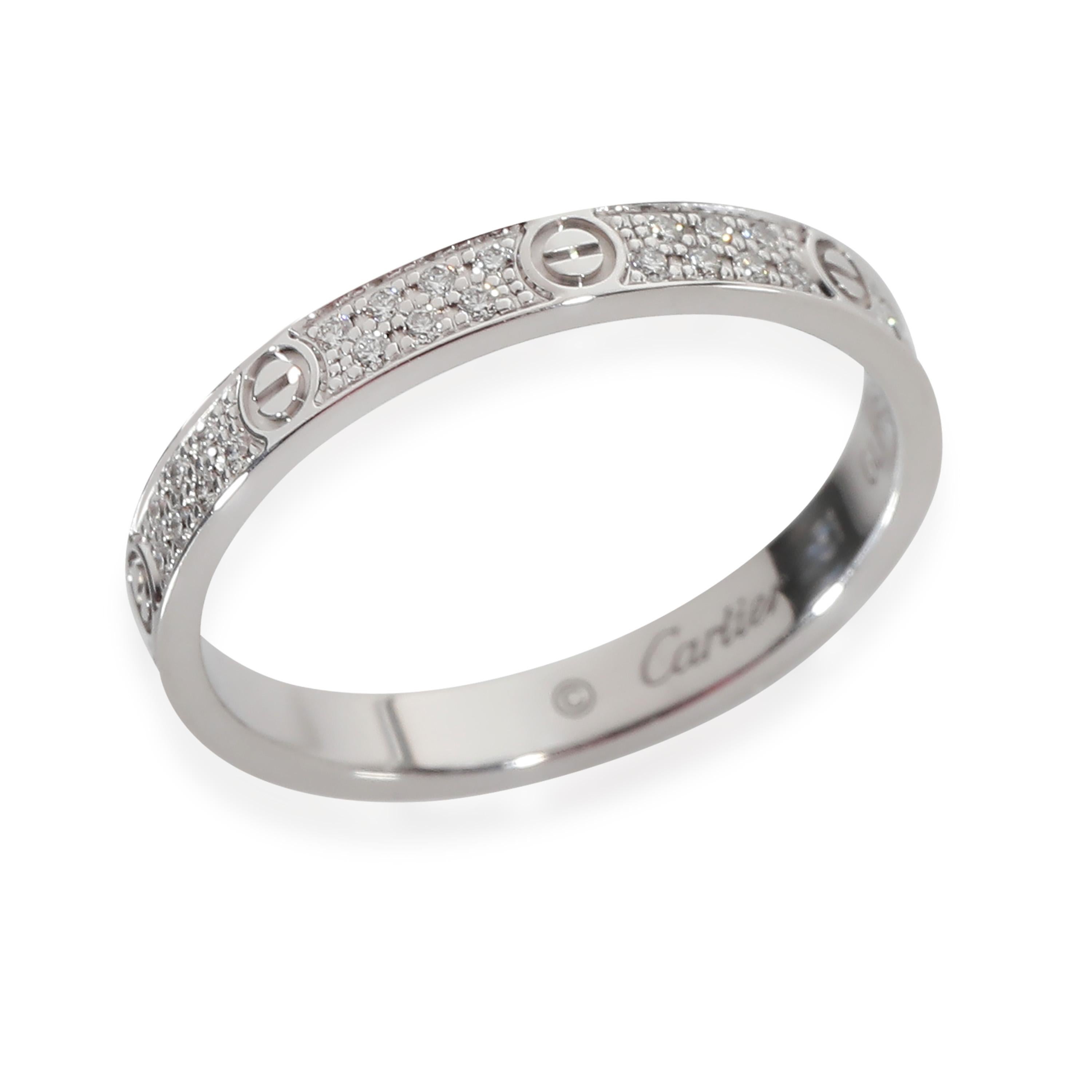 Love Wedding Pave Diamond Band, Small Model (White Gold) In Excellent Condition For Sale In New York, NY