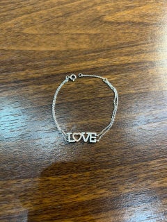 Love Word Romance Romantic White Diamond 18K White Gold Finger Chain Bracelet