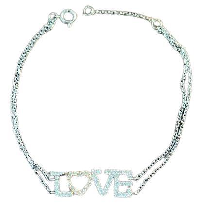 Love Word Romance Romantic White Diamond 18K White Gold Finger Chain Bracelet