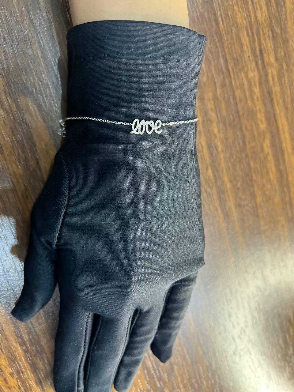Love Word Romance Romantic White Diamond Pave 14K White Gold Chain Bracelet For Sale 1