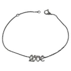 Love Word Romance Romantic White Diamond Pave 14K White Gold Chain Bracelet
