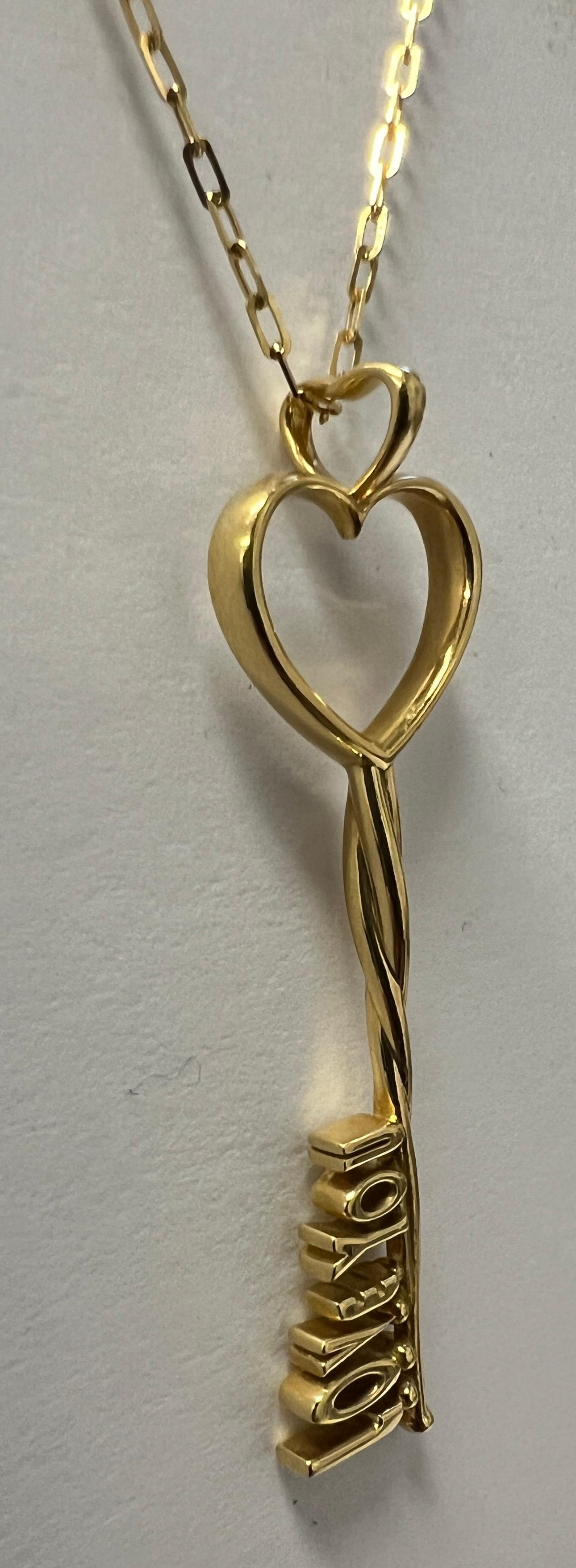 Love You Key Pendant Necklace by Michael Bondanza For Sale 1