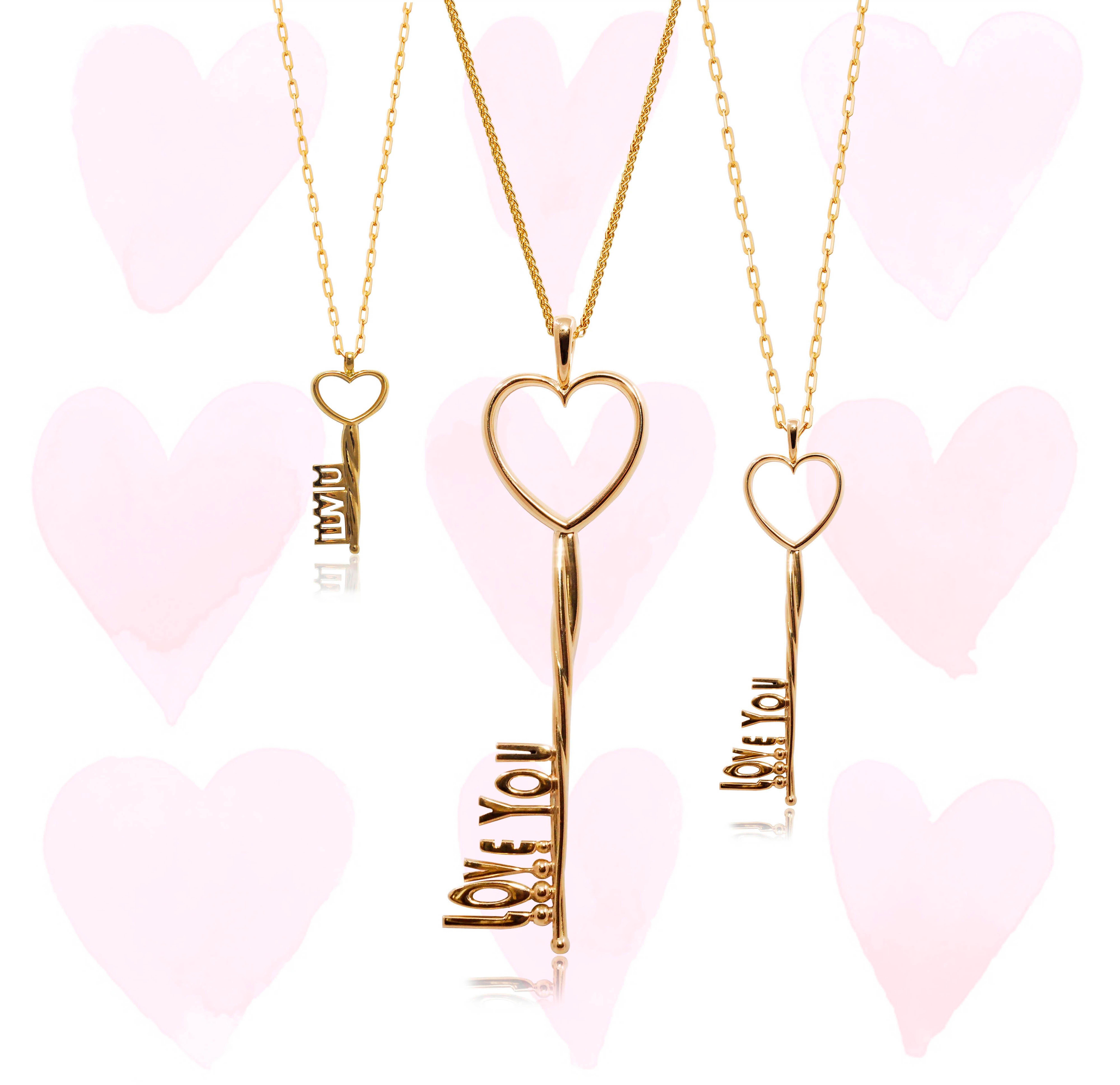 Love You Key Pendant Necklace by Michael Bondanza For Sale 2