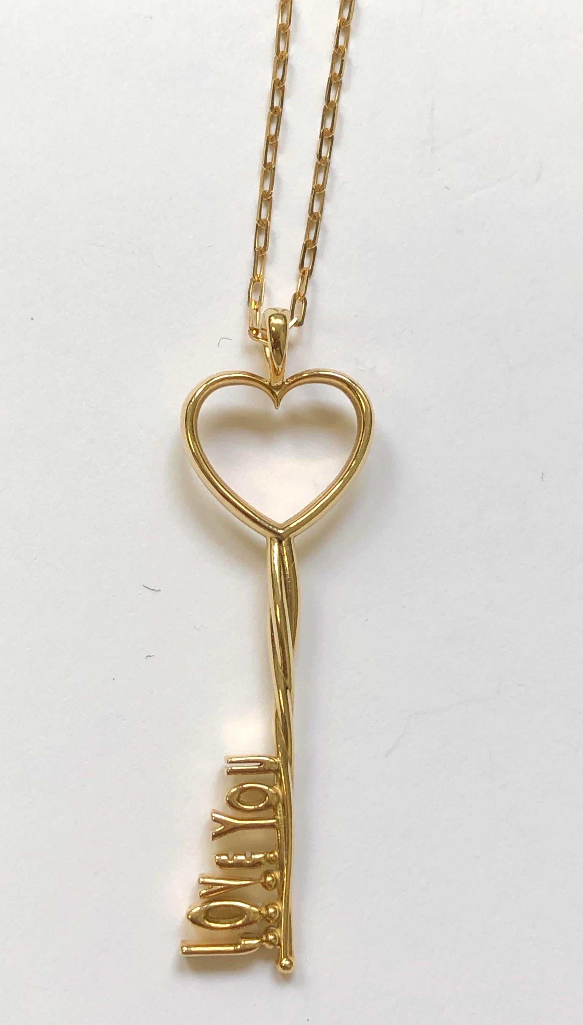 Love You Key Pendant Necklace by Michael Bondanza For Sale 3