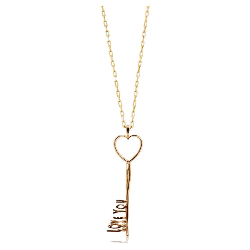 Love You Key Pendant Necklace by Michael Bondanza For Sale