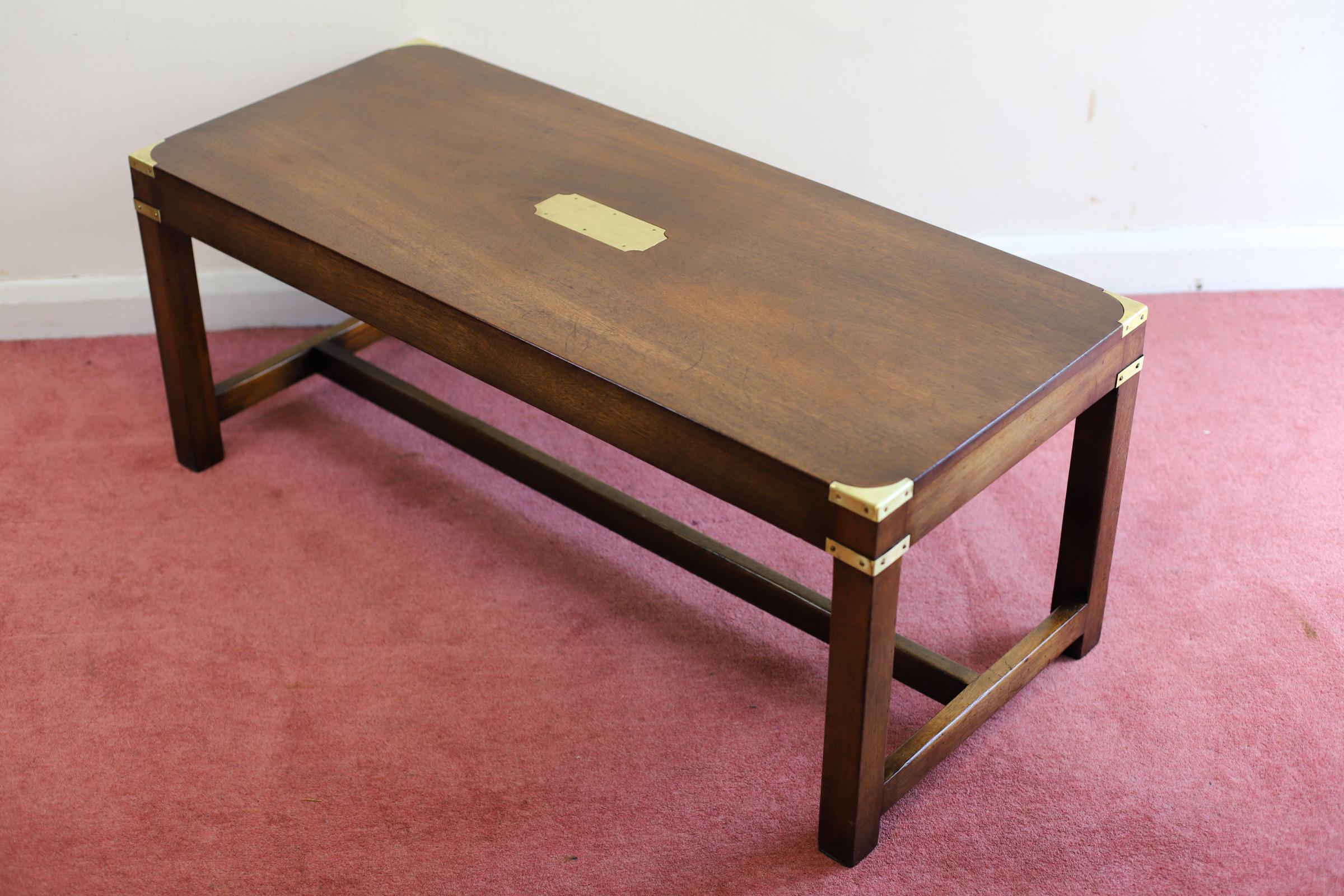 Hand-Crafted Lovelly Harrods Military Campaign Oak&Brass Coffee Table For Sale