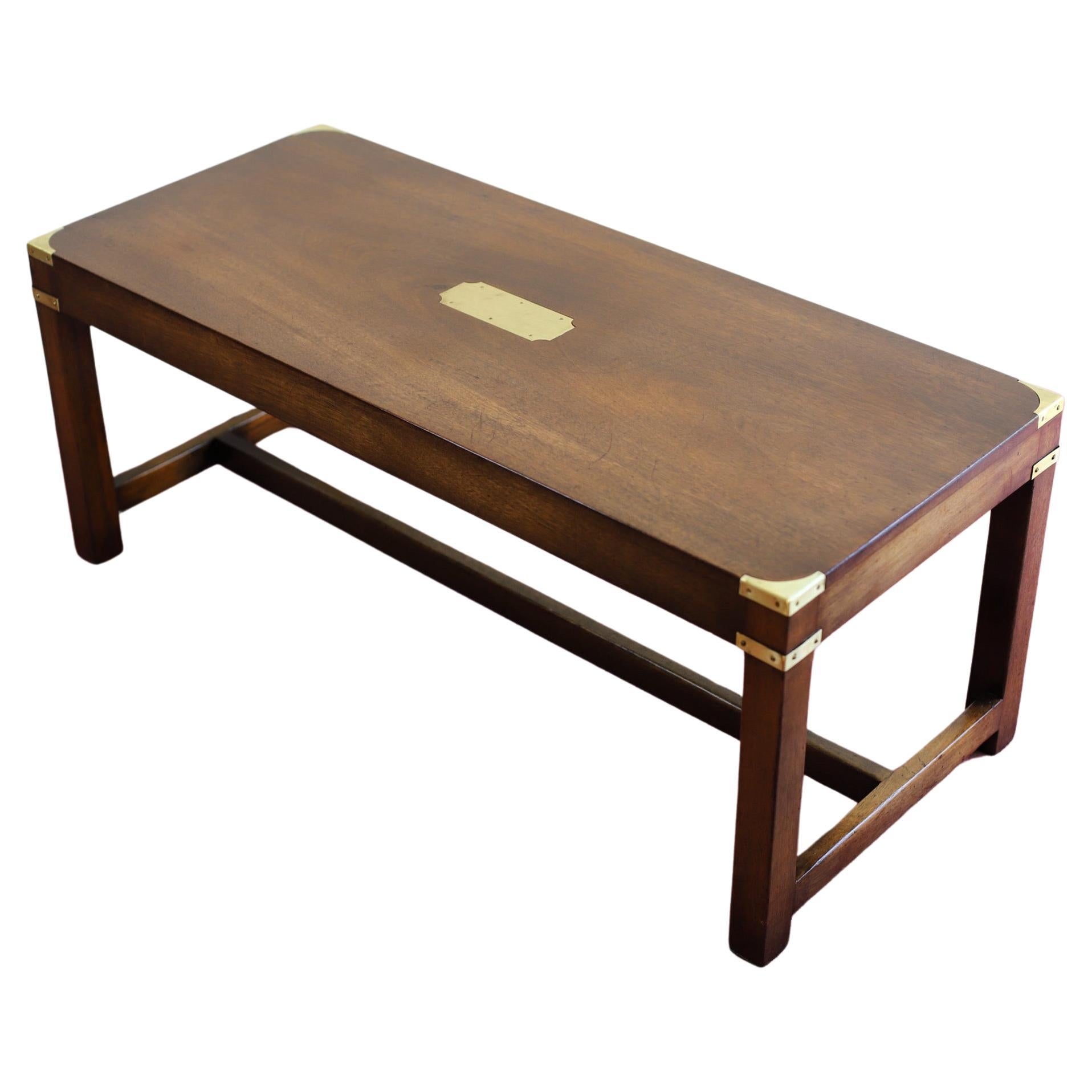 Lovelly Harrods Military Campaign Oak&Brass Coffee Table For Sale