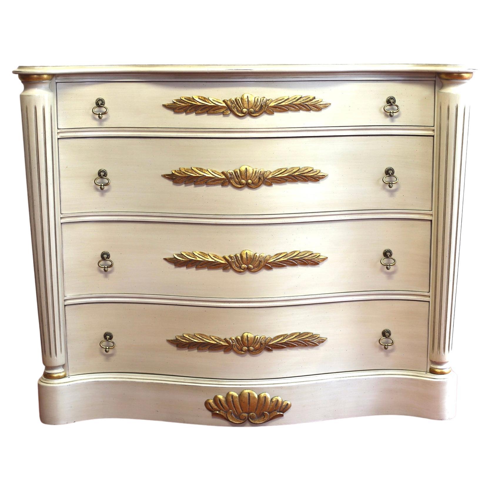Lovelly Painted Chest Of 4 Drawers French Provincial Style 