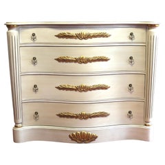 Antique Lovelly Painted Chest Of 4 Drawers French Provincial Style 