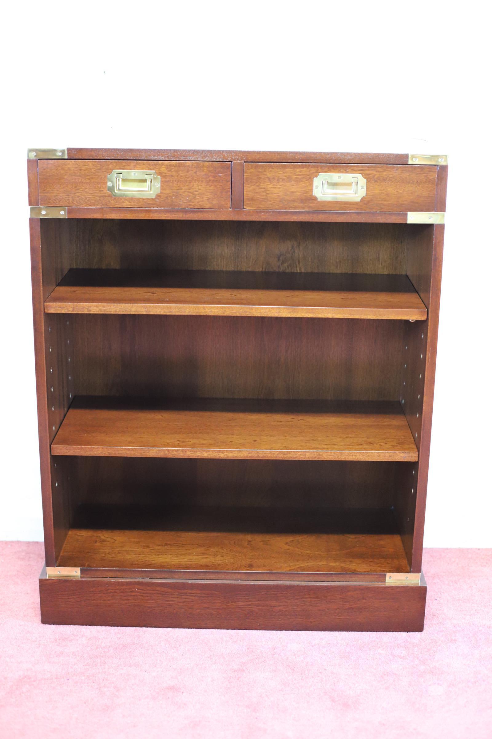 20th Century Lovelly Pair Of Military Campaign Style Open Bookcase For Sale