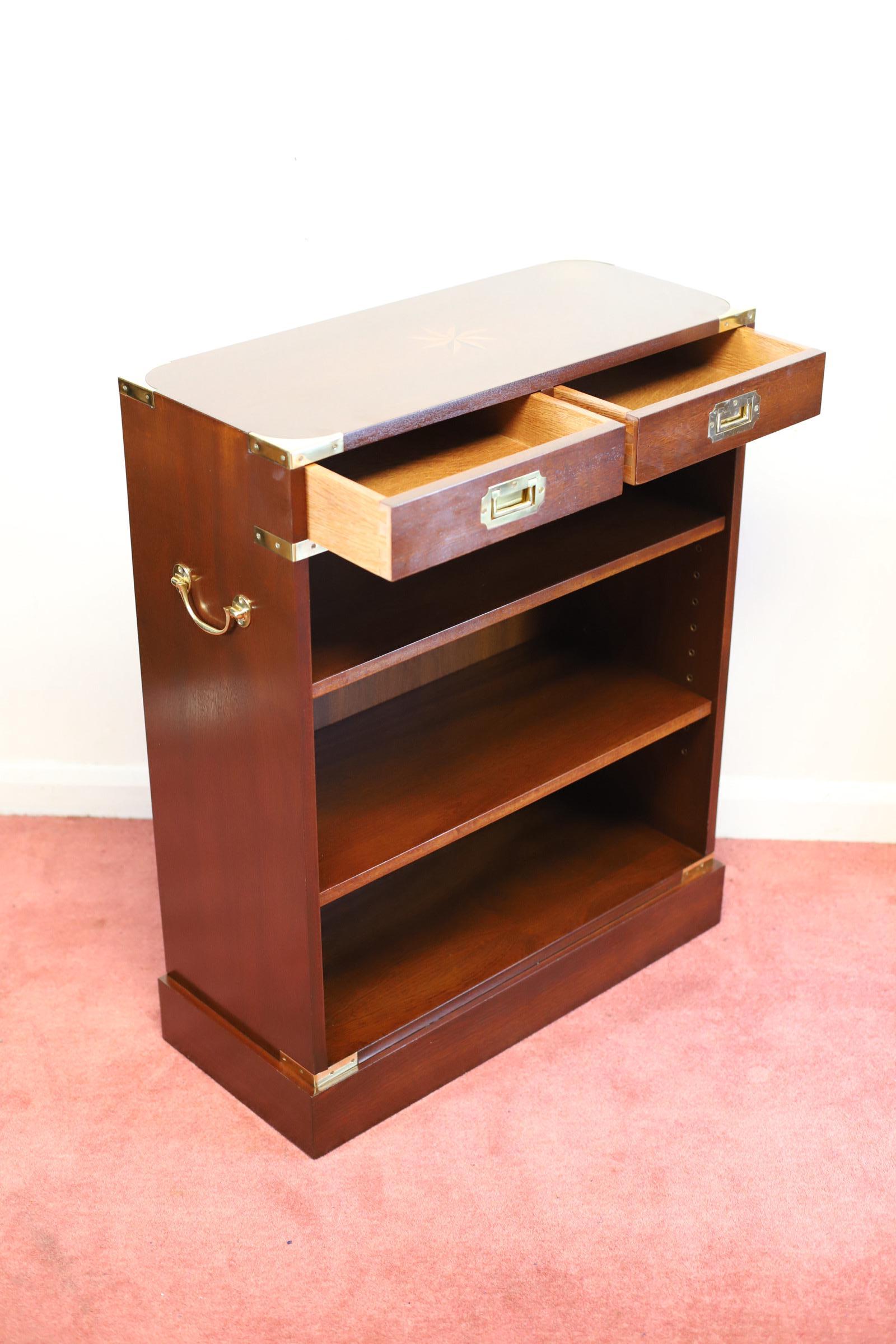 Lovelly Pair Of Military Campaign Style Open Bookcase For Sale 1