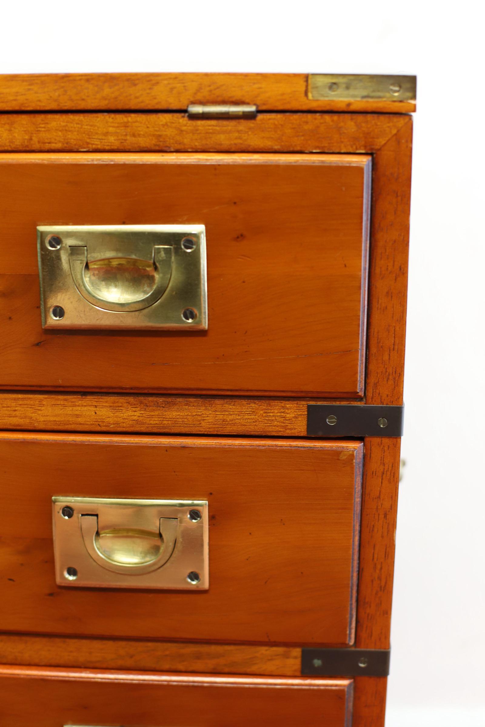 Lovelly Small Yew Wood Military Campaign Bachelor’s Chest 8