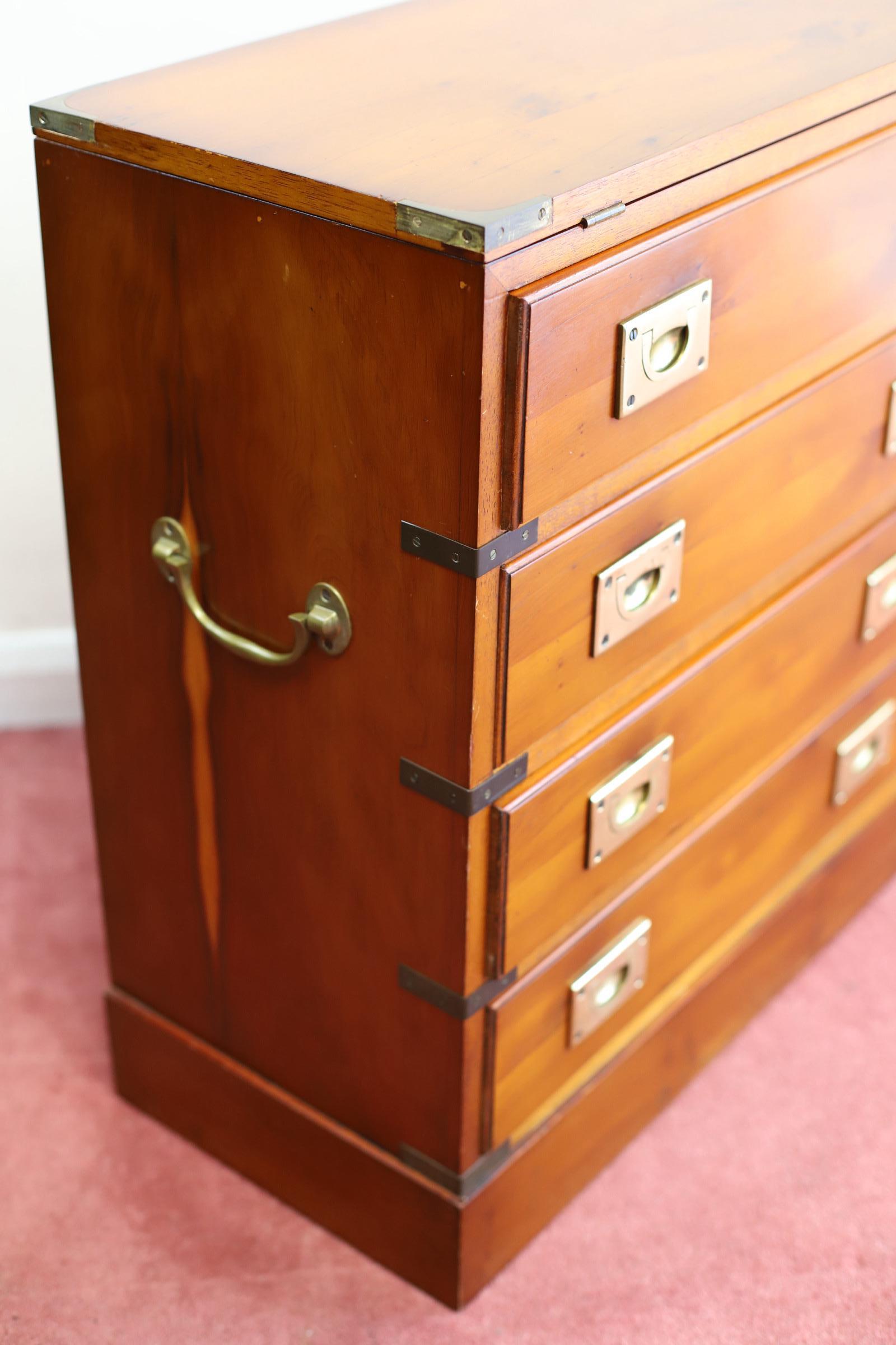 Lovelly Small Yew Wood Military Campaign Bachelor’s Chest 10