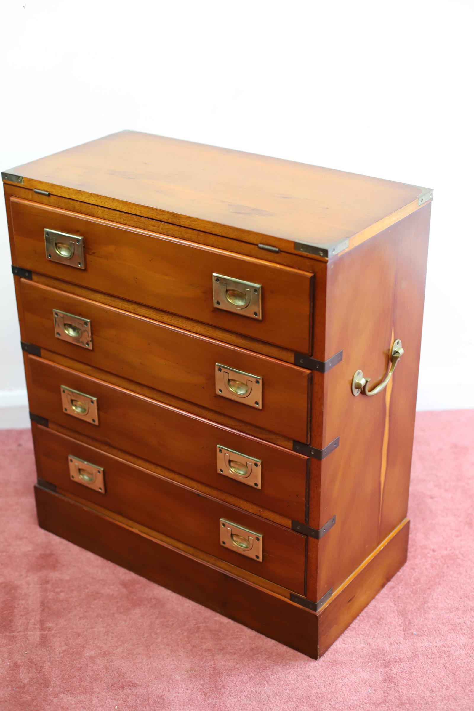 Hand-Crafted Lovelly Small Yew Wood Military Campaign Bachelor’s Chest