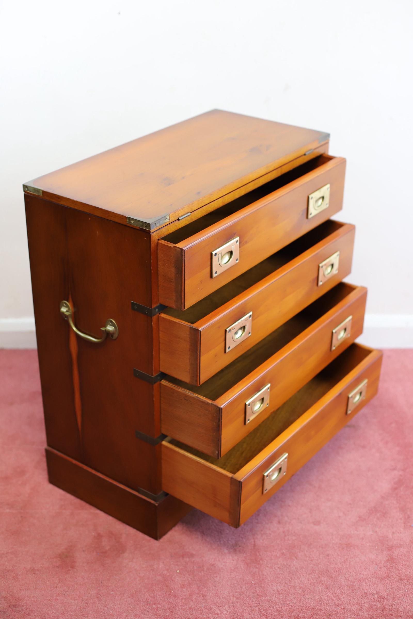 Lovelly Small Yew Wood Military Campaign Bachelor’s Chest 2