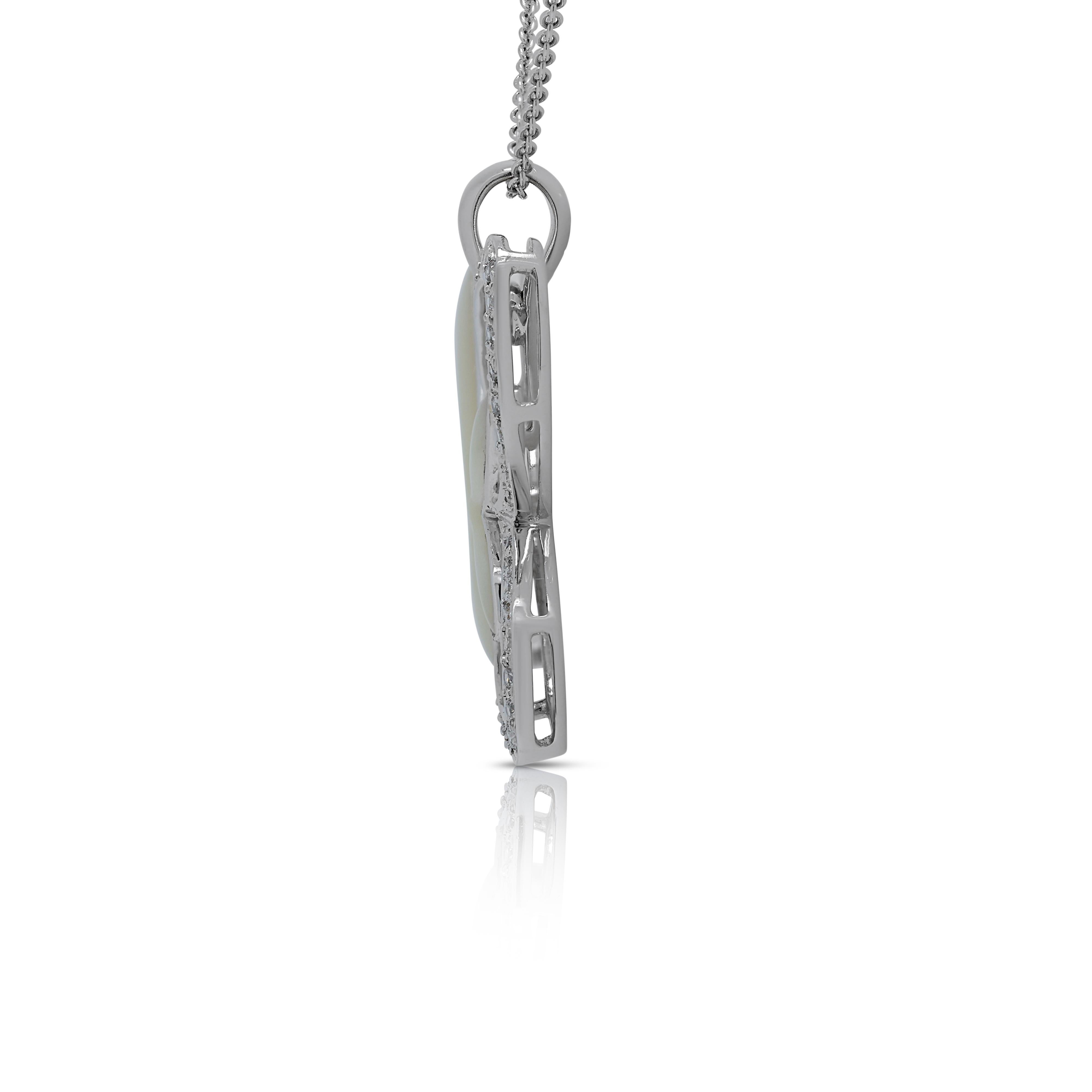 Women's Lovely 0.23ct Pearl Pendant with Diamonds in 18K White Gold - Pendant Only