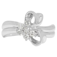 Lovely 0.26ct Ribbon Designed Round Brilliant Natural Diamond Platinum Ring
