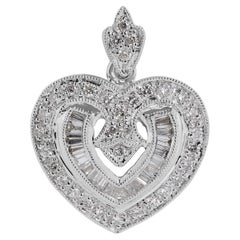Lovely 0.52 Carat Natural Diamond Heart Pendant in 18K White Gold - Pendant Only