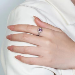 Lovely 0.68ct Sapphire Pave Ring with Side Diamonds in 18K White Gold