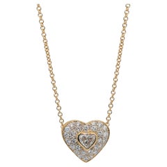 Lovely 0.78ct Diamonds Halo Necklace with Pendant in 18k Yellow Gold - IGI