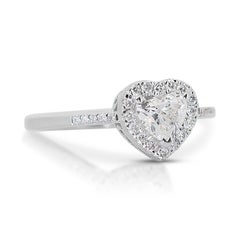Lovely 0.94ct Double Excellent Ideal Cut Diamonds Heart Halo Ring -GIA Certified