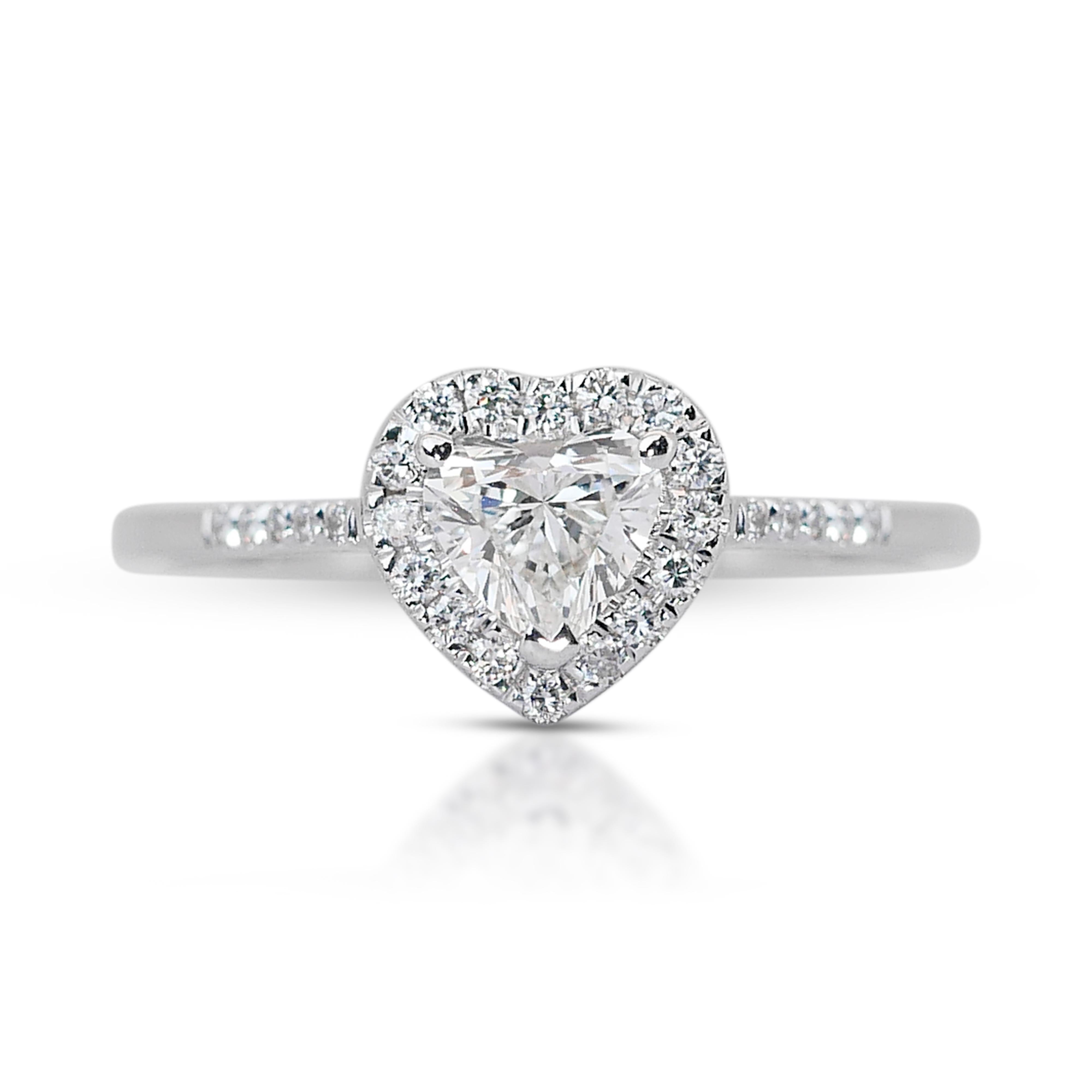 Lovely 0,94 Karat Doppelt ausgezeichneter Idealschliff Diamanten Herz Halo Ring -GIA zertifiziert