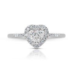 Lovely 0,94 Karat Doppelt ausgezeichneter Idealschliff Diamanten Herz Halo Ring -GIA zertifiziert