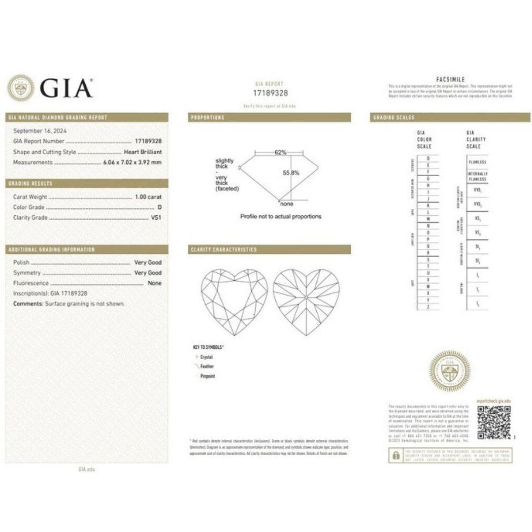Lovely 1.00ct Ideal Cut Heart-Shaped Diamond - GIA Certified

This breathtaking 1.00-carat heart-shaped diamond is the epitome of elegance and perfection. This diamond is completely colorless, offering unmatched brilliance. Certified by GIA, this