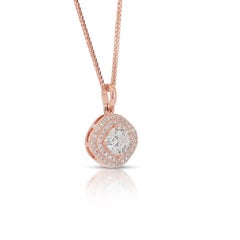 Lovely 1.10ct Double Excellent Ideal Cut Diamonds Halo Necklace with Pendant