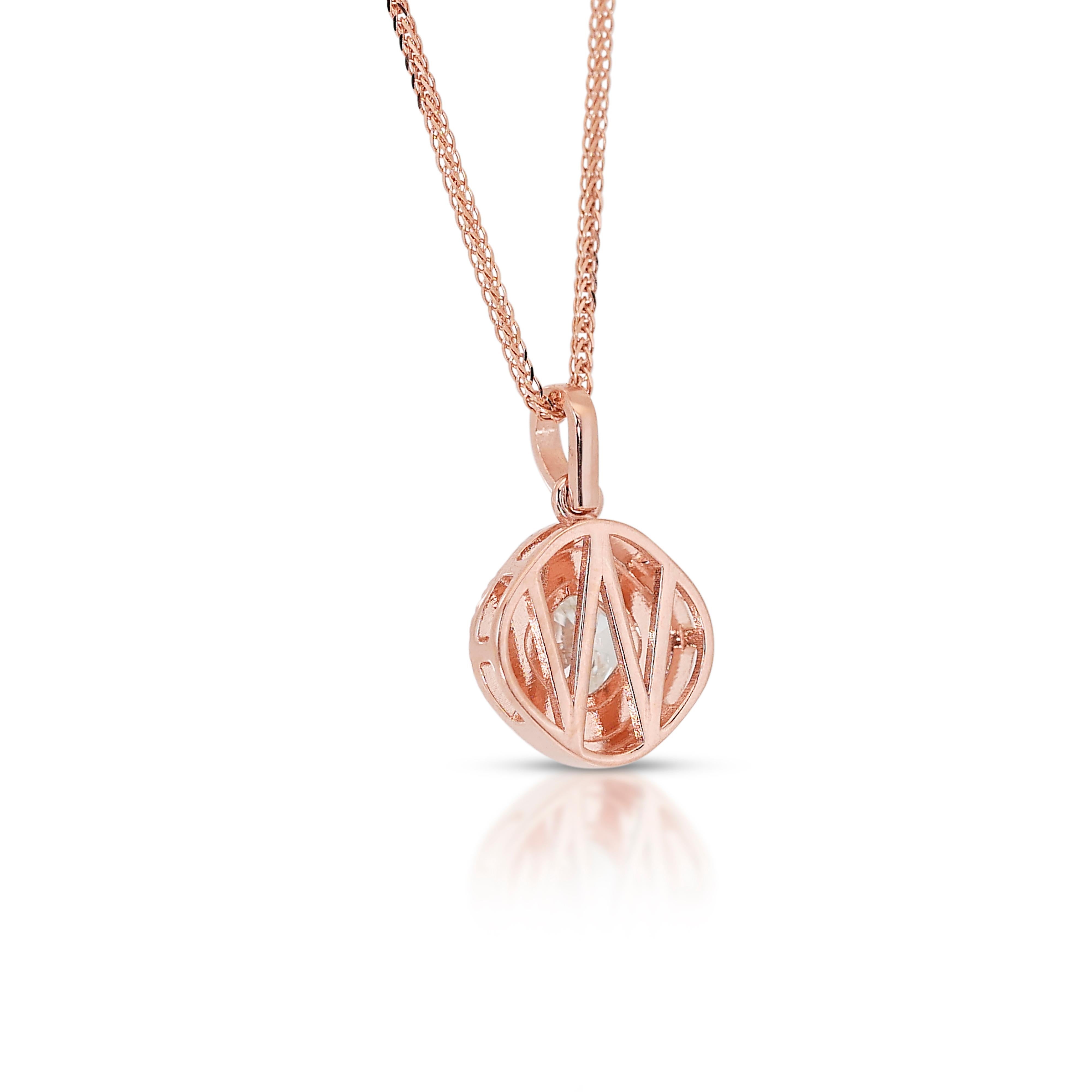 Lovely 1.10ct Double Excellent Ideal Cut Diamonds Halo Necklace with Pendant For Sale 2