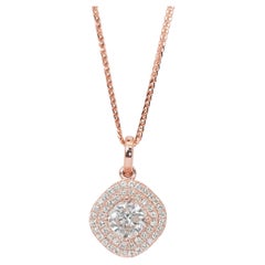 Precioso Collar Halo con Colgante de Diamantes talla Ideal Doble Excelente de 1.10ct