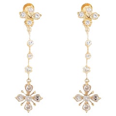 Lovely 1.10ct Drop Diamond Earrings set in 18K Yellow Gold