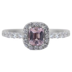 Lovely 1.13ct Tourmaline and Diamonds Halo Ring in 14k White Gold -IGI Certified Lovely 1.13ct Tourmaline and Diamonds Halo Ring in 14k White Gold -IGI Certified