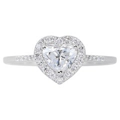 Lovely 1.16ct Diamonds Halo Ring in 18k White Gold - GIA Certified