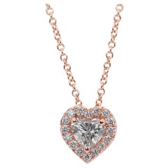 Lovely 1.20ct Diamond Necklace with Pendant in 18k Rose Gold - GIA Certified