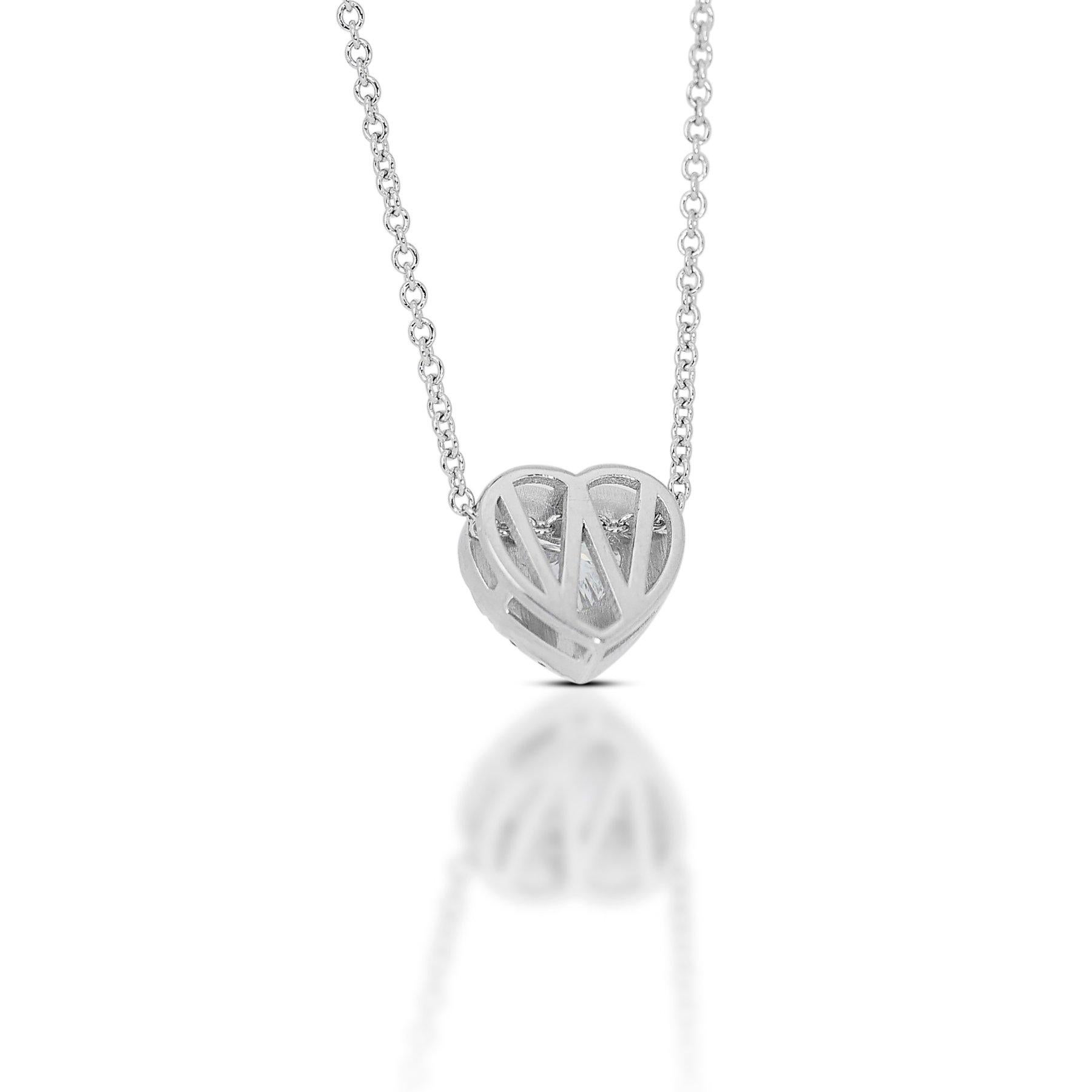 Lovely 1,22 Karat Diamanten Herzförmige Halo-Halskette aus 18 Karat Weißgold - GIA-zertifiziert im Angebot 2