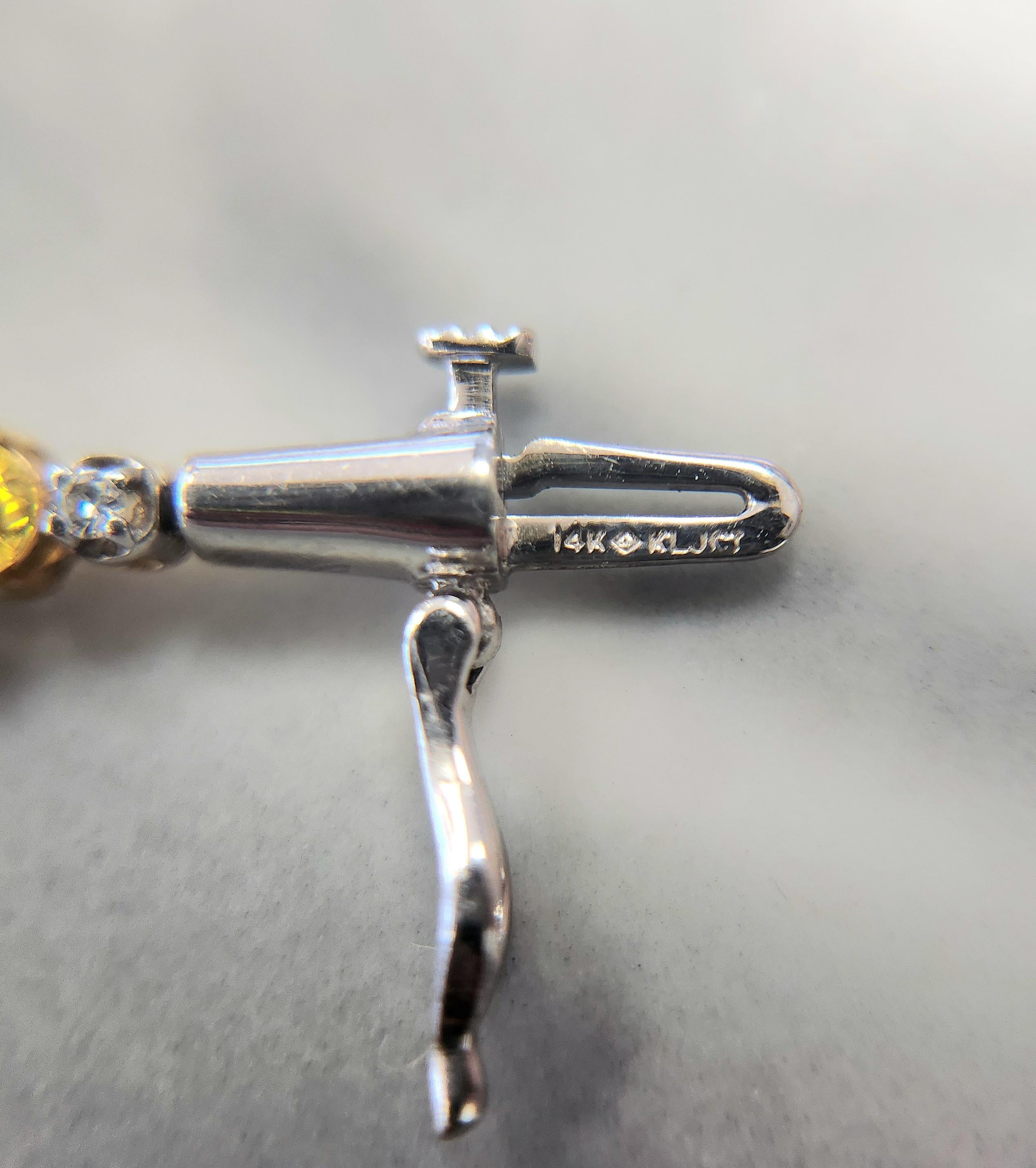 Bracelet fin en or bicolore 14K avec saphir jaune et diamant de 1,25 carat Bon état - En vente à Los Angeles, CA