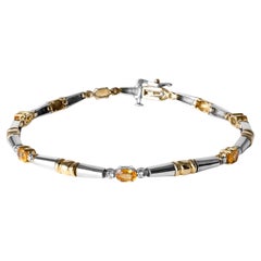 Bracelet fin en or bicolore 14K avec saphir jaune et diamant de 1,25 carat