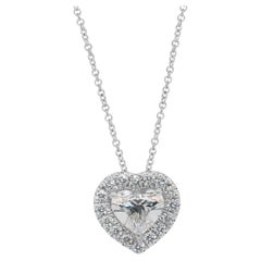 Lovely 1.30ct Diamonds Halo Necklace with Pendant in 18k White Gold
