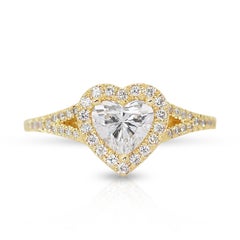 Lovely 1.34ct Double Excellent Ideal Cut Diamonds Halo Ring in 18k Yellow Gold