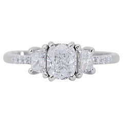Lovely 1.44ct Double Excellent Ideal Cut Diamonds 3-Stone Ring in 18k White Gold