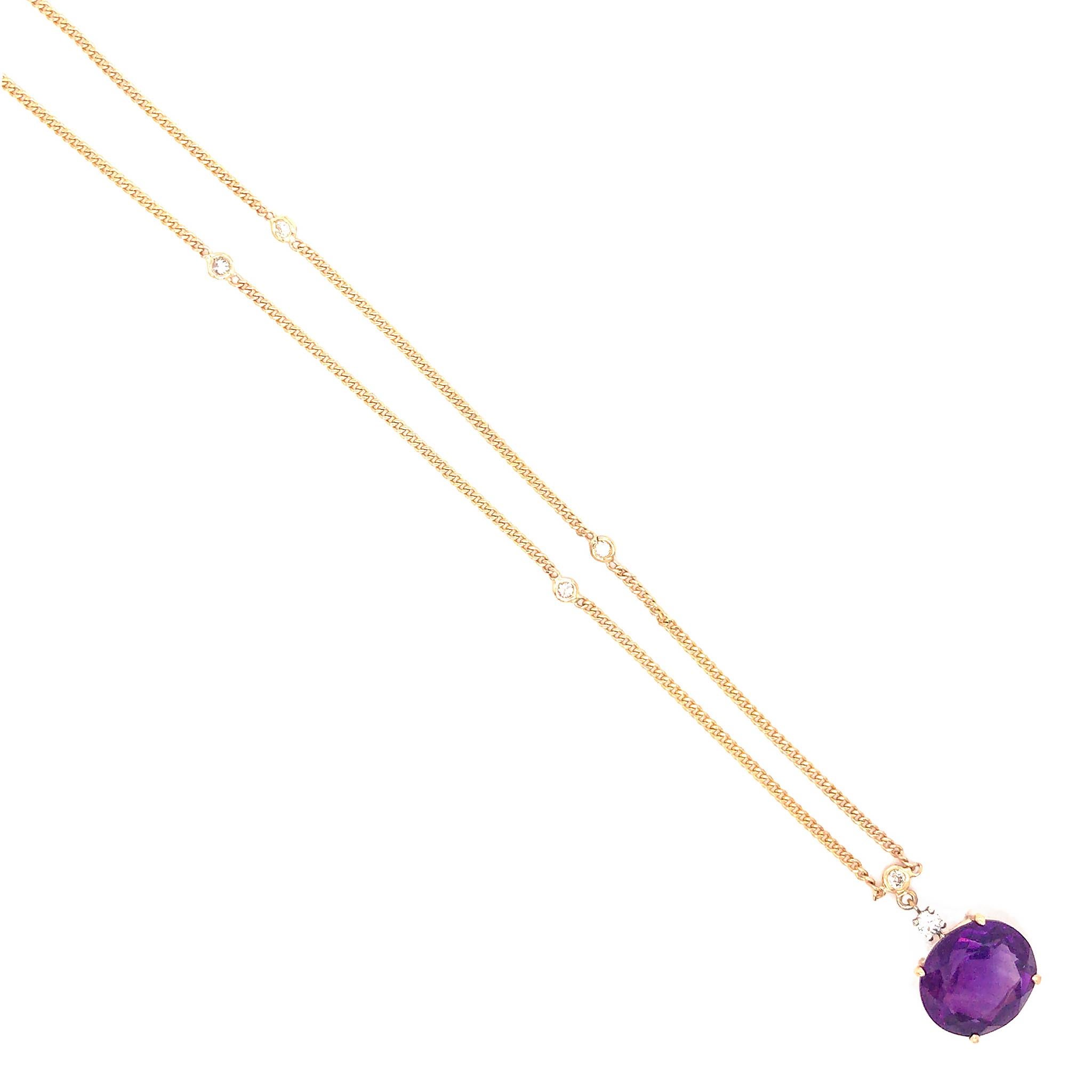 14k Yellow Gold
Amethyst: 6.00 ct twd (estimated)
Diamond: 0.35 tcw
Total Weight: 6.2 grams