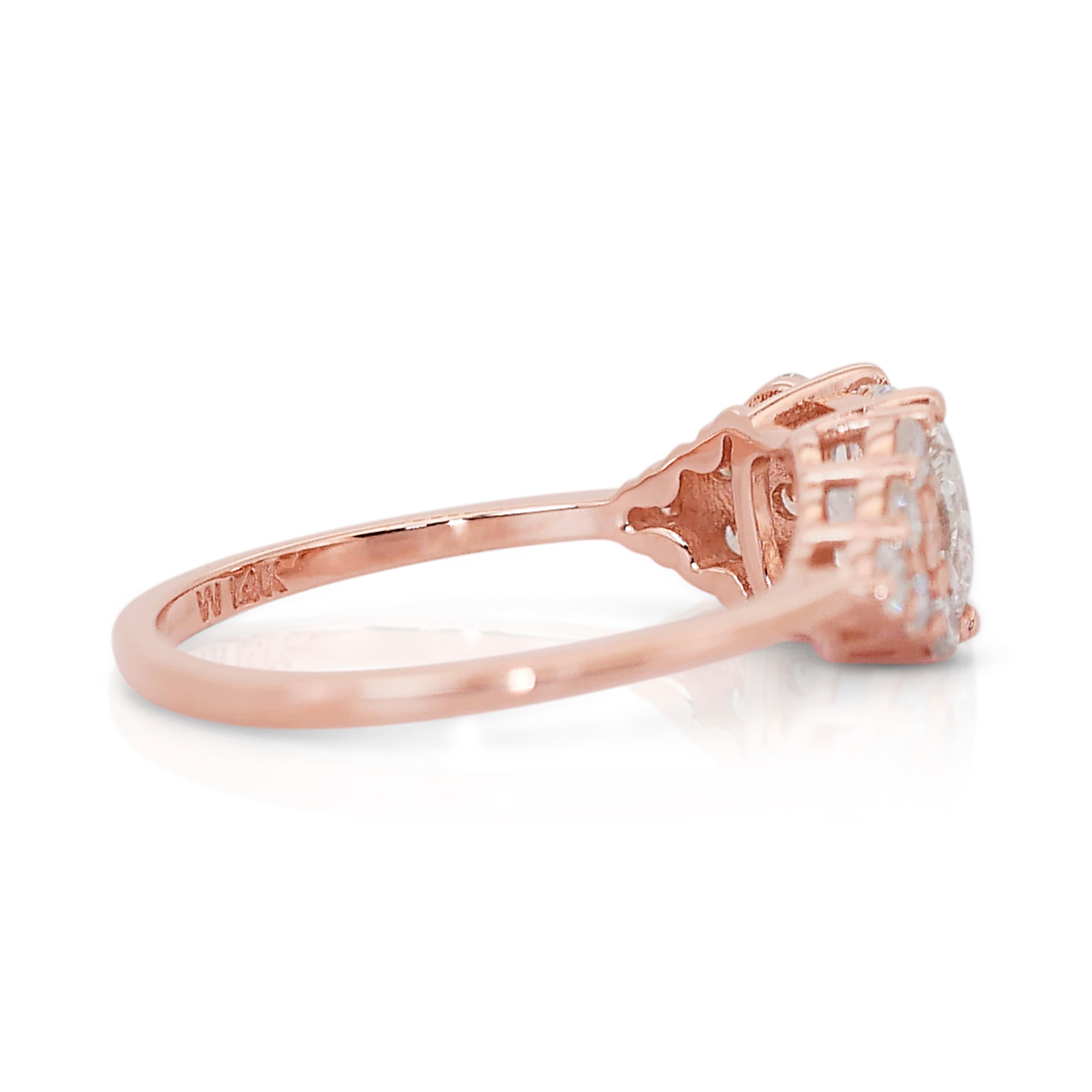 Lovely 1.65ct Diamonds Pave Ring in 14k Rose Gold - IGI Certified In New Condition For Sale In רמת גן, IL