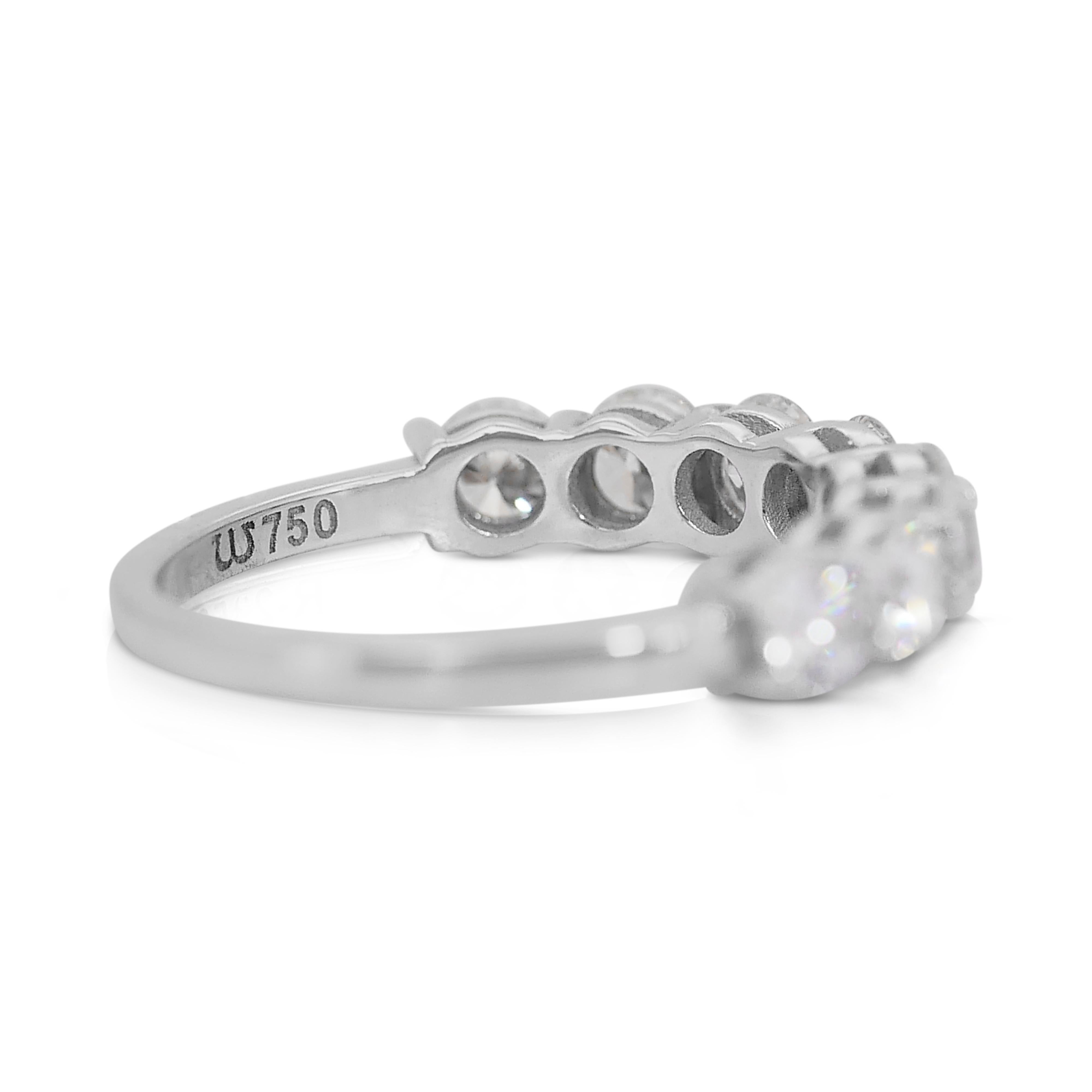 Round Cut Lovely 1.78ct Diamonds Half-Eternity Ring in 18k White Gold - IGI Certified