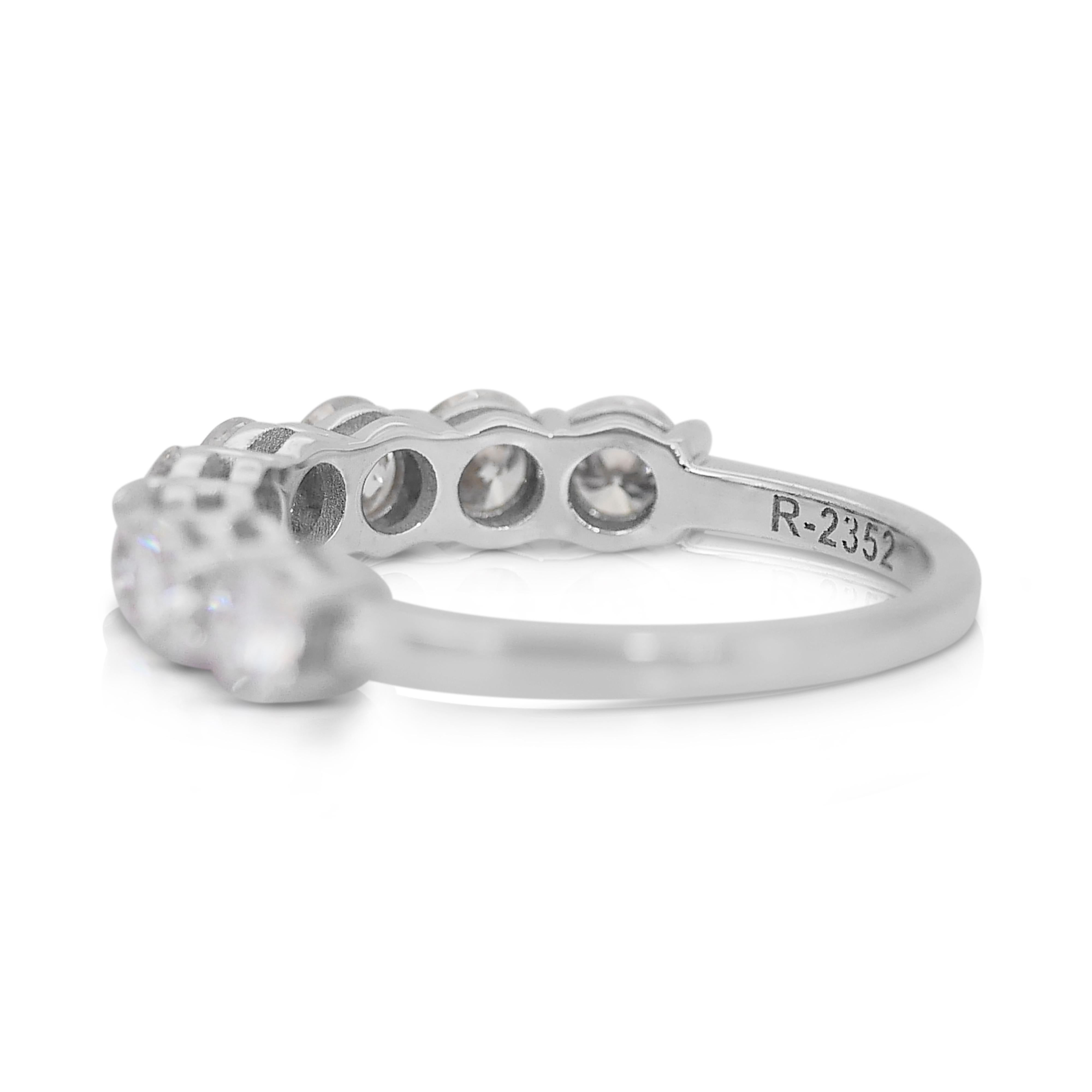 Lovely 1.78ct Diamonds Half-Eternity Ring in 18k White Gold - IGI Certified In New Condition In רמת גן, IL