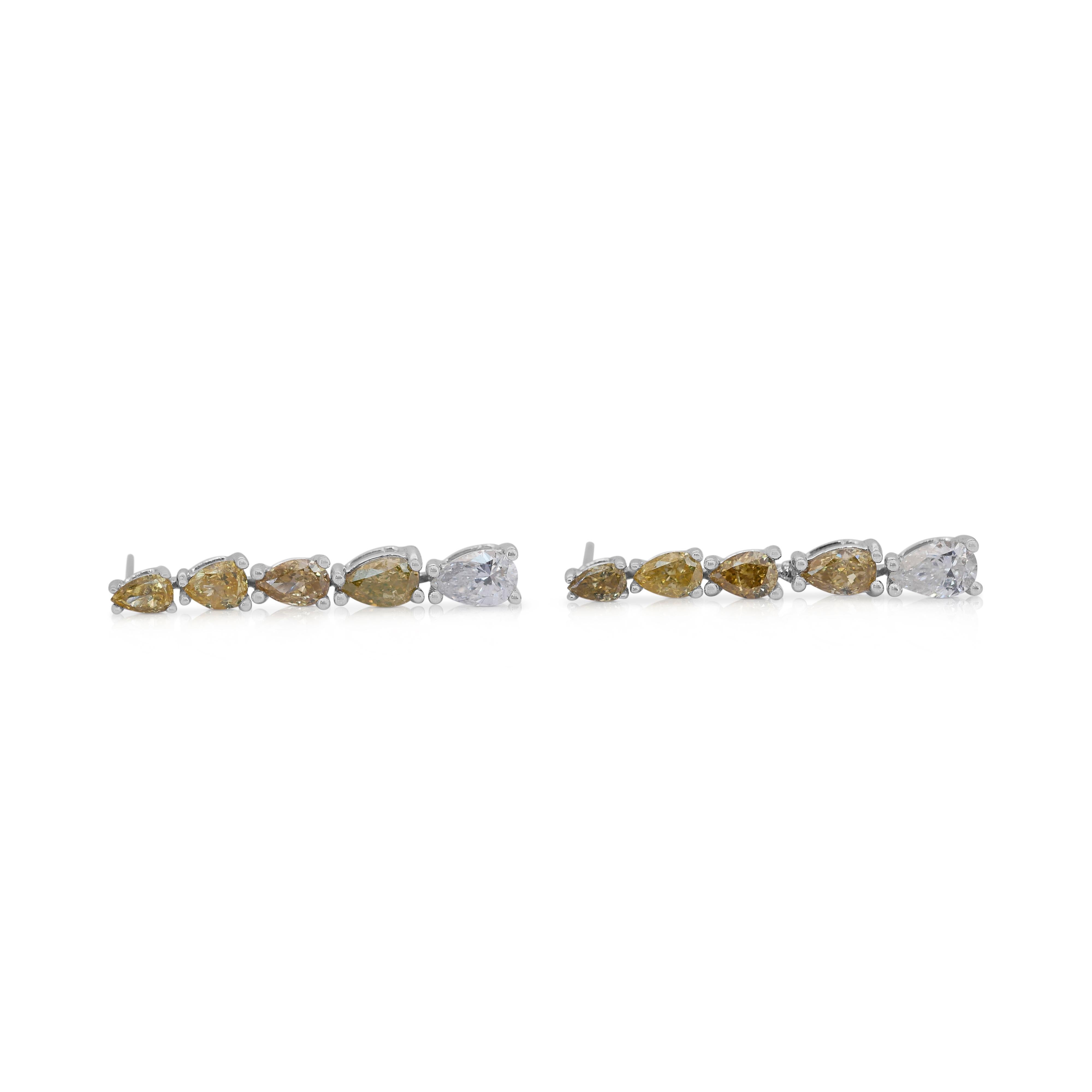 Lovely 1.82ct Diamond Fancy-Colored Drop Earrings in 18k White Gold 2