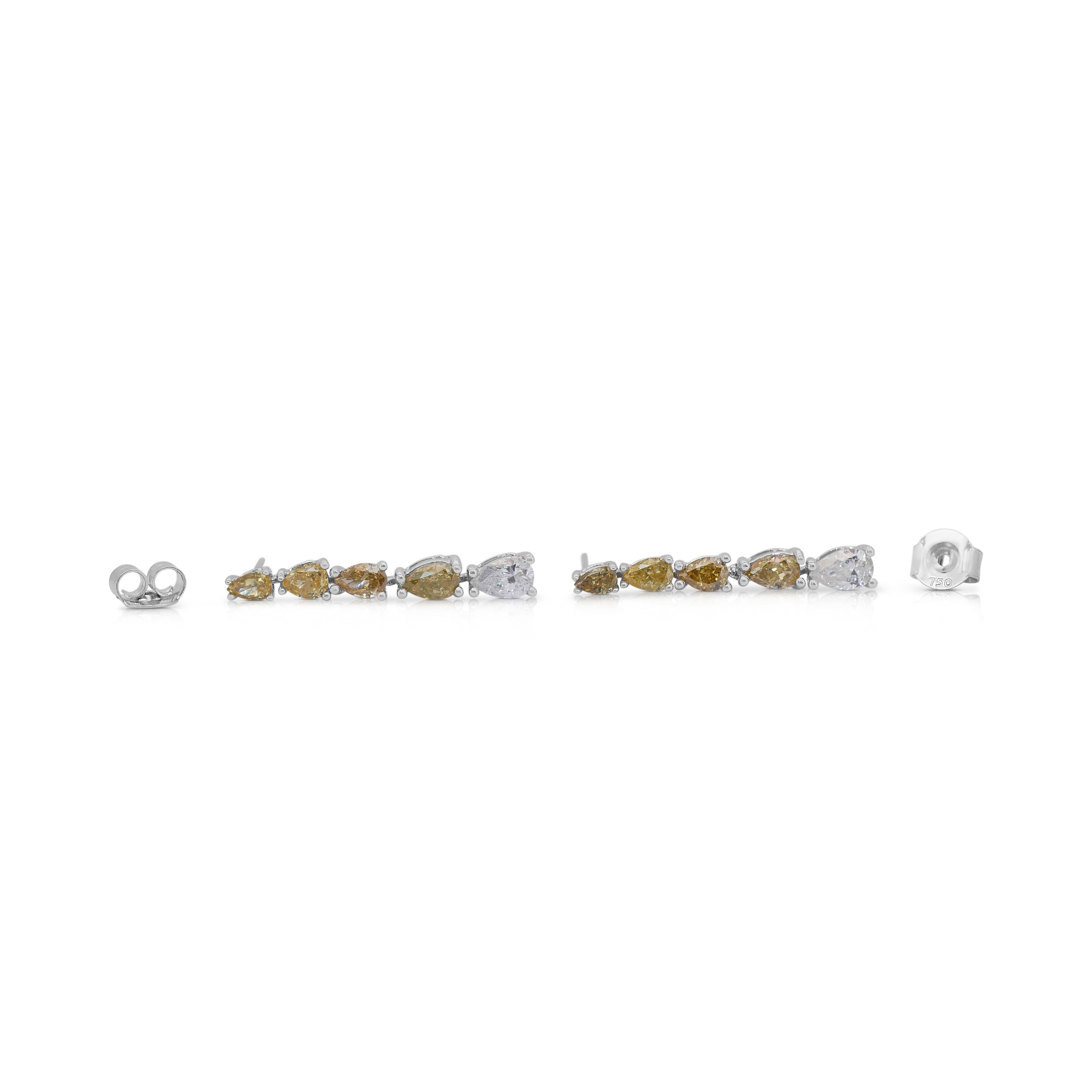 Lovely 1.82ct Diamond Fancy-Colored Drop Earrings in 18k White Gold 3